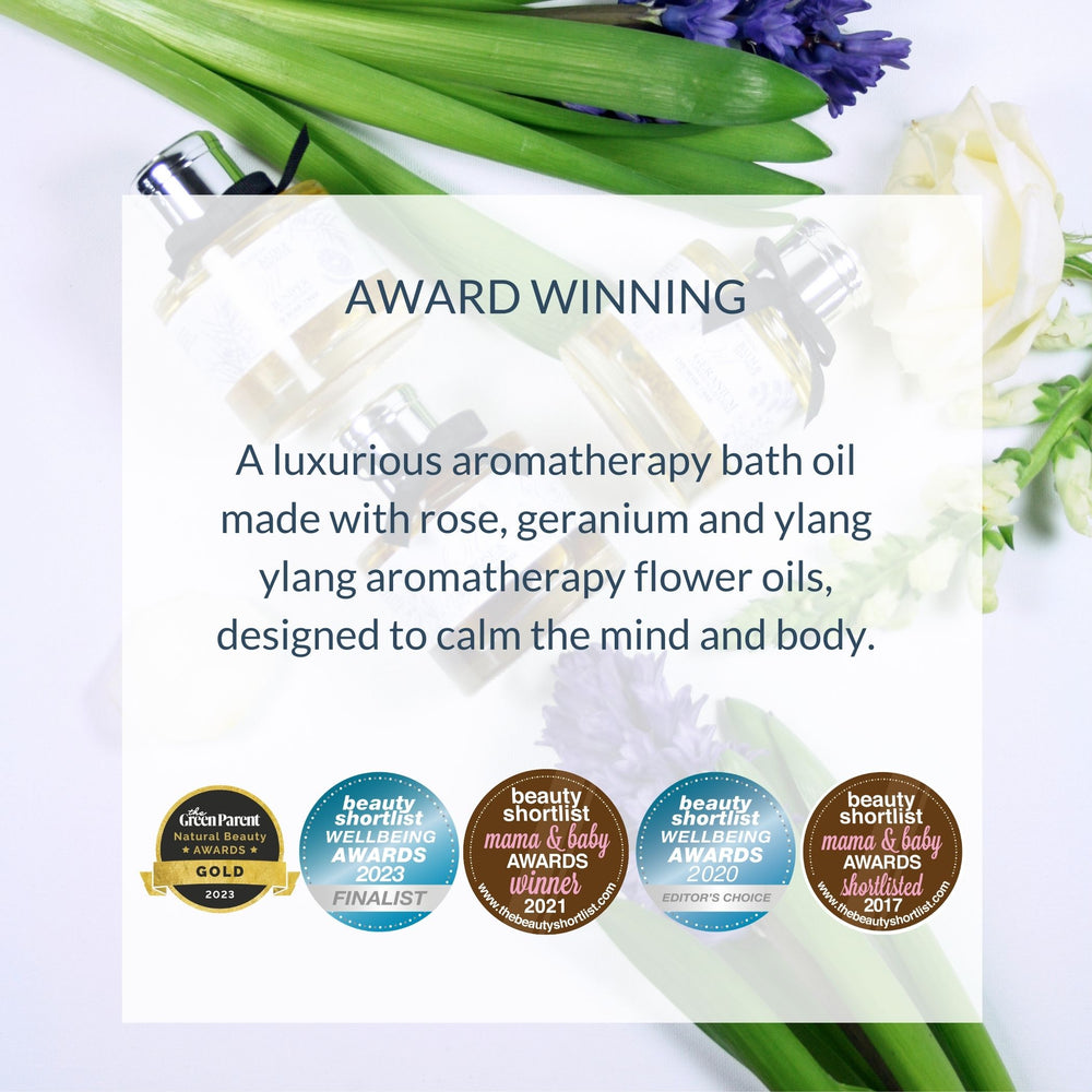 Aromatherapy Bath Oil with Calming Rose & Ylang Ylang 100ml