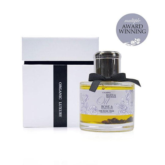 Organic Bath & Shower Oil with Rose & Ylang Ylang - Calming