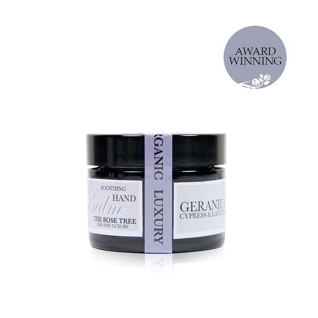 www.therosetree.co.uk Body Care Soothing Aromatherapy Hand Balm with Geranium, Cypress & Lavender